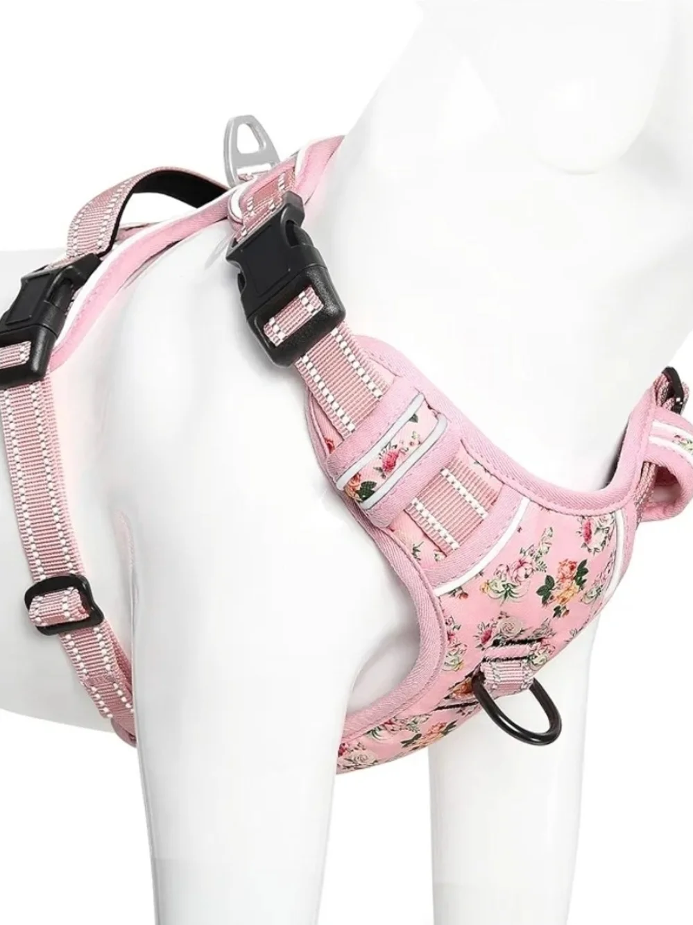 Timos Dog Harness, No Pull No Choke, Easy On & Off, Flower Pink, Small